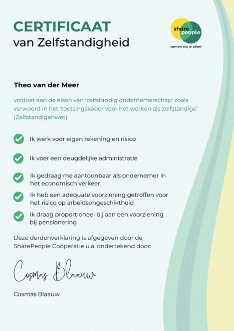 Zelfstandigentoets Sharepeople